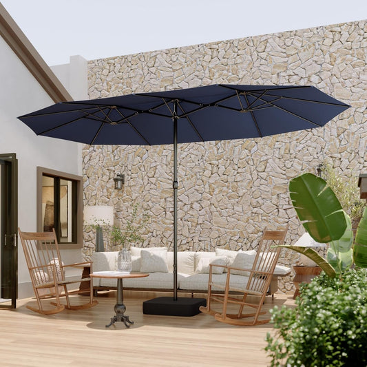 Double Sided Umbrella 15x9Ft Large Rectangular Umbrella, Blue