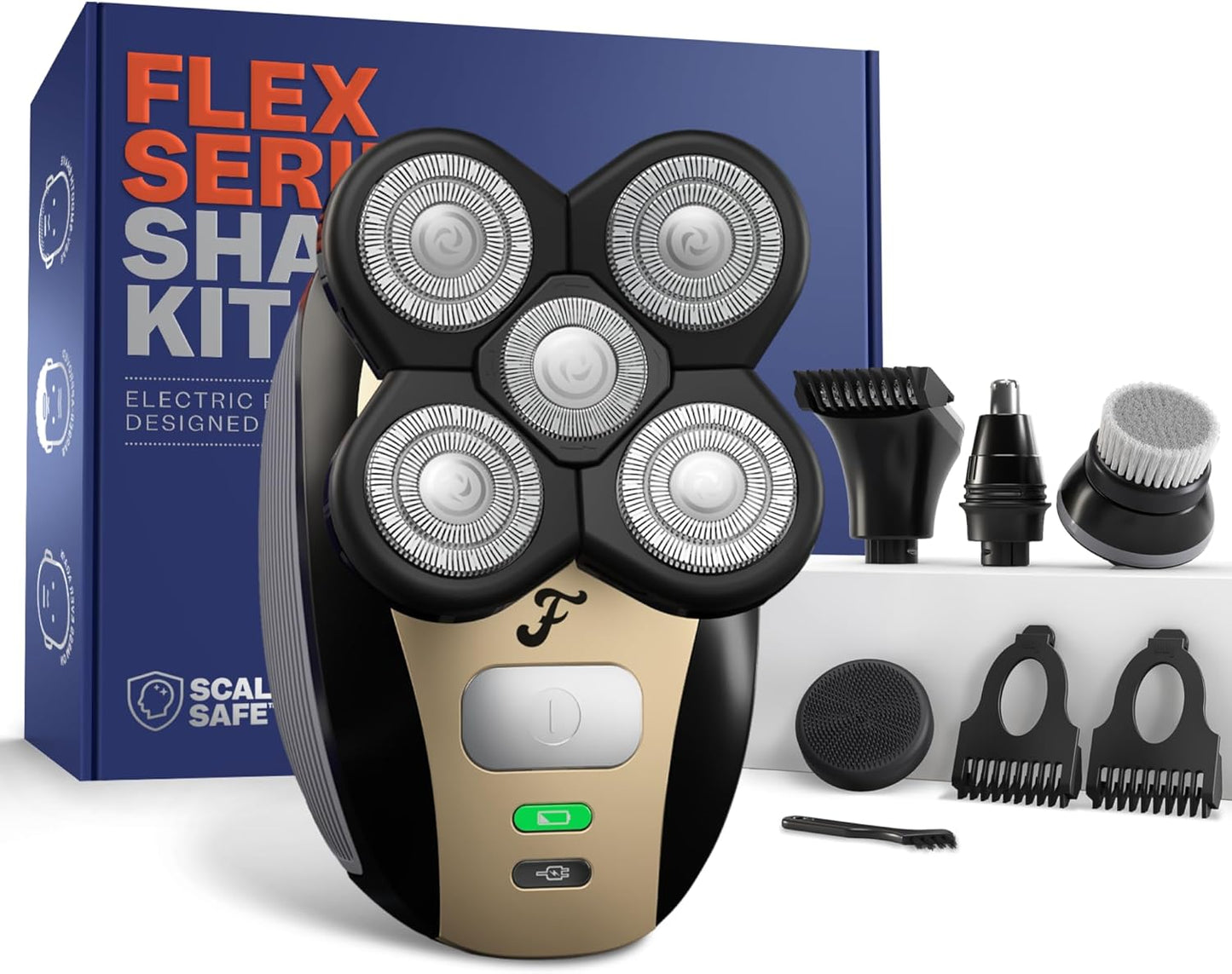 Mens Electric Shaver Rotary Blades Wet/Dry Head & Body Razor Kit