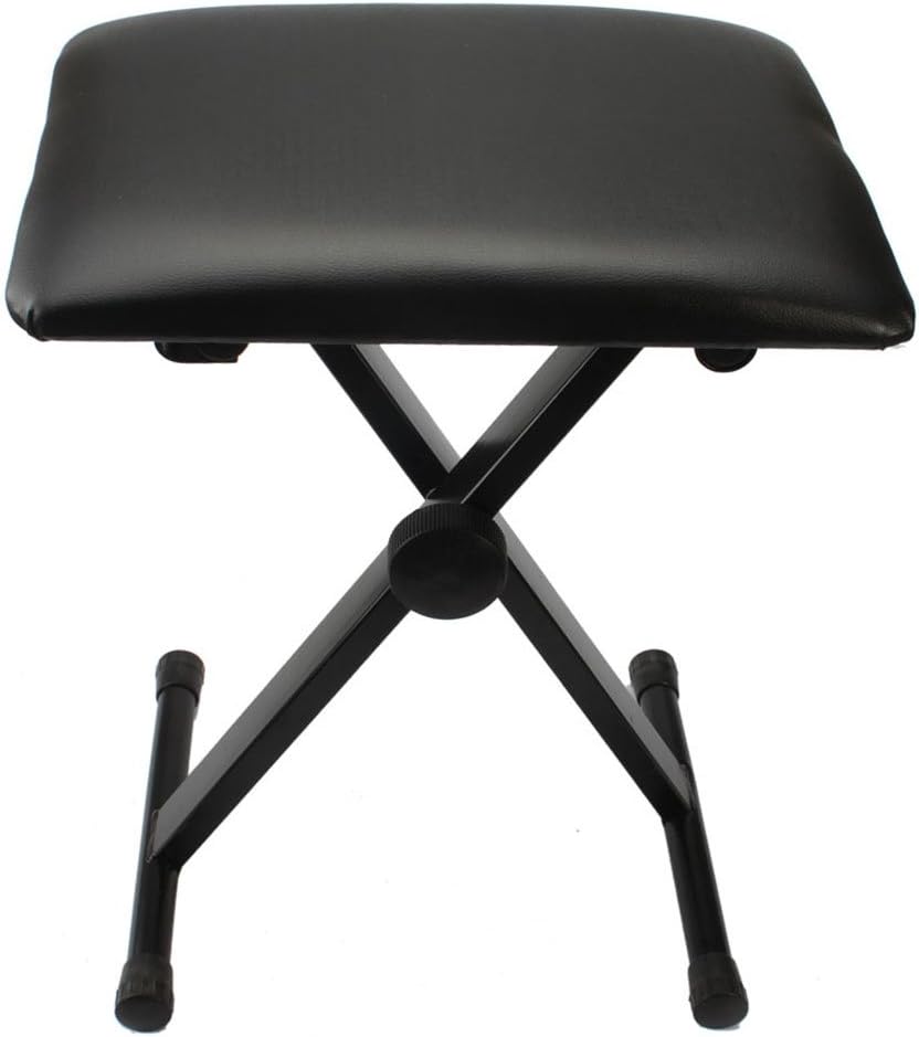 Portable X-Style Stool PU Leather Keyboard Folding Bench, Black