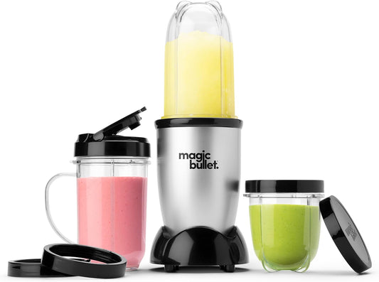 Magic Bullet 11 Piece Set Blender & Mixer Silver Easy Bullet Blender