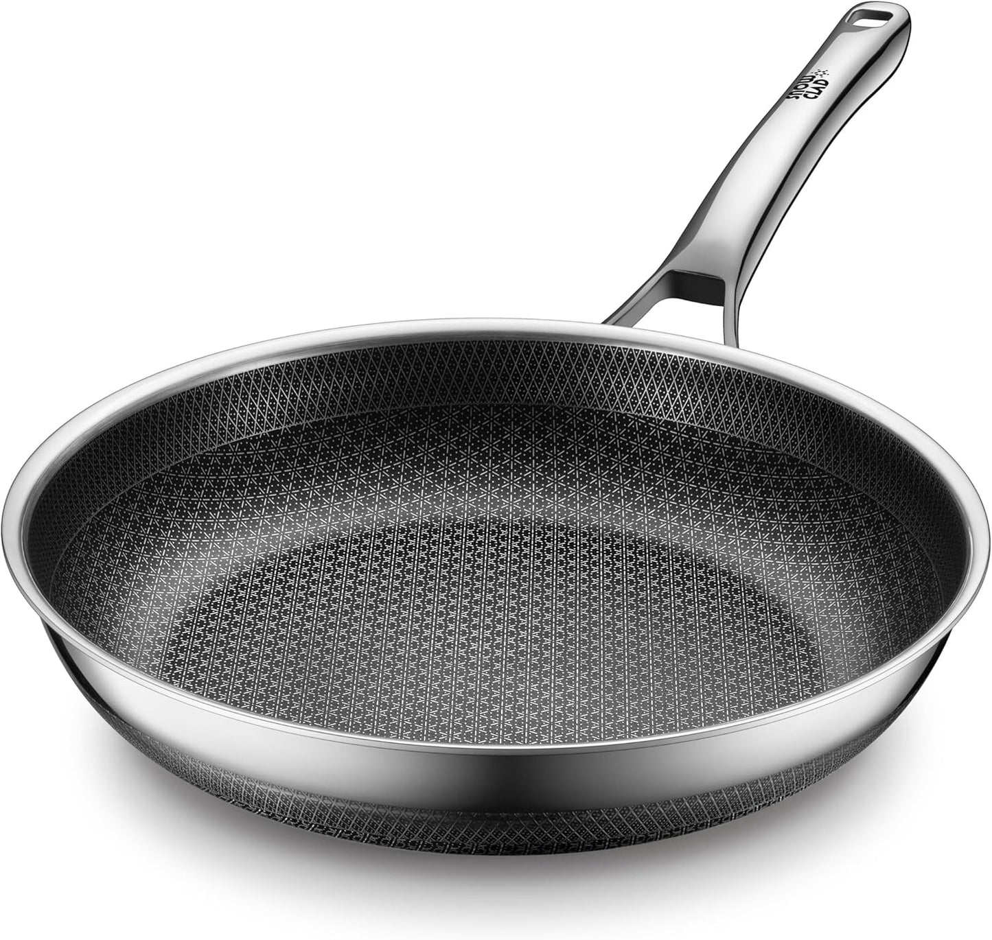 Hybrid Frying Pan Non Stick Stainless Steel Skillet, 10"