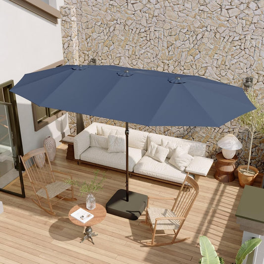 Double Sided Umbrella 15x9Ft Large Rectangular Umbrella, Blue