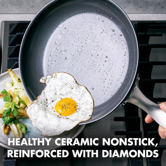 Hard Anodized Ceramic Nonstick Cookware Pots and Pans Set, 10 Pcs