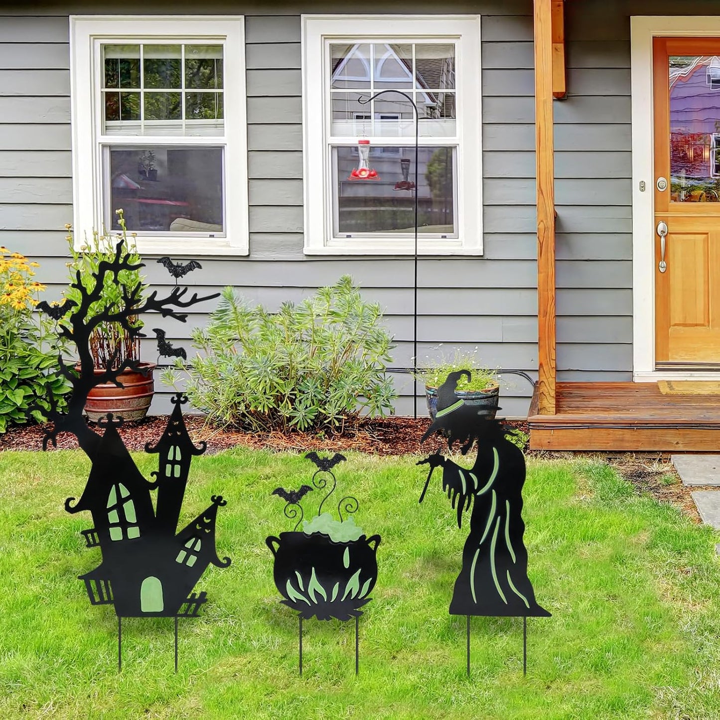 Metal Yard Stakes Glow in Dark Halloween Yard Signs Decorations