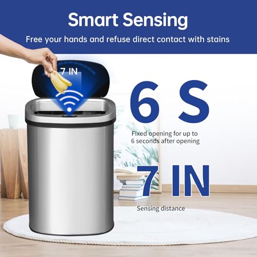 Trash Can 13 Gal W/Lid Automatic Touchless Garbage Odor Control Can