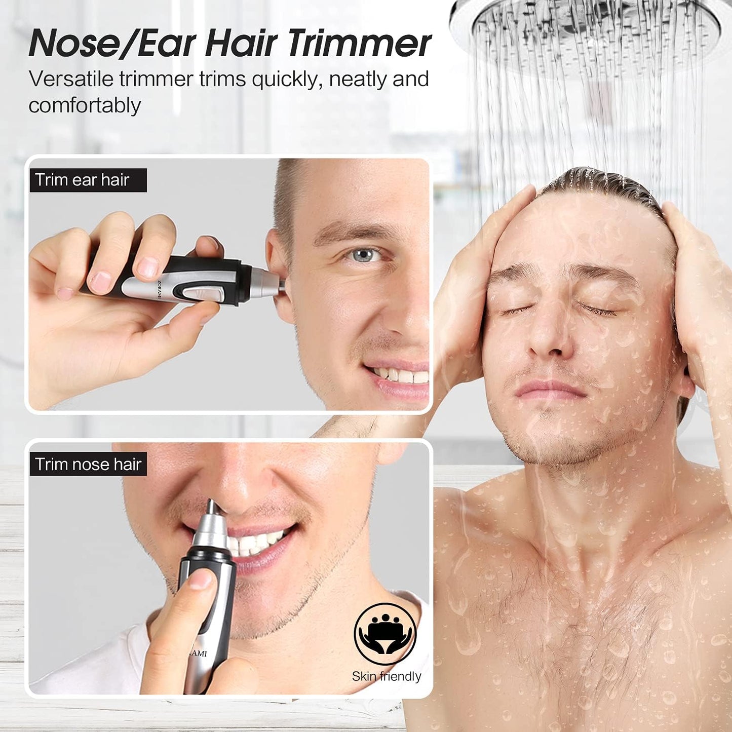 Ear Nose Hair Trimmer Dual Edge Blades Facial Hair Clipper, Black