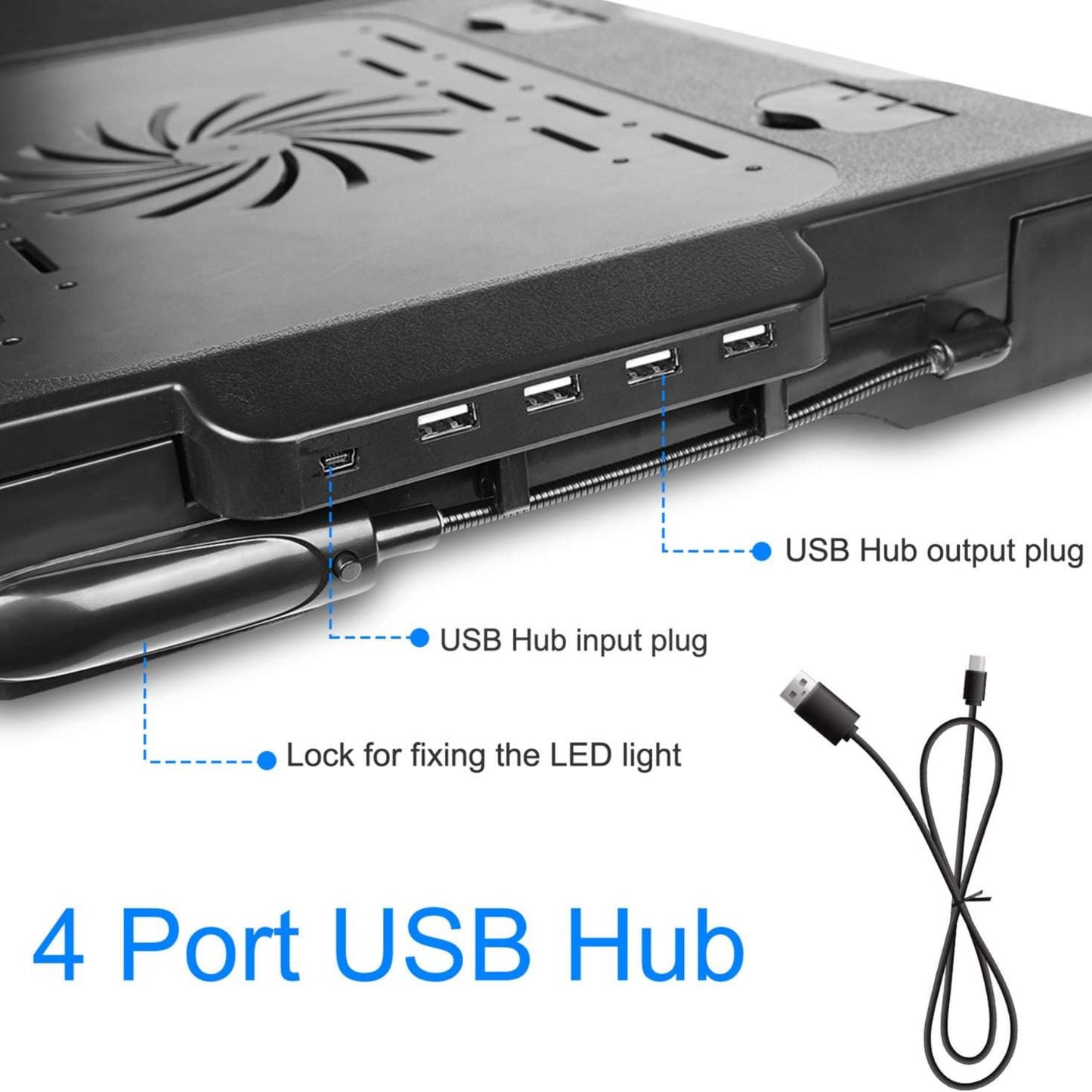 Laptop Desk Foldable W/Cooling Fan USB Hub LED Light Stand Table