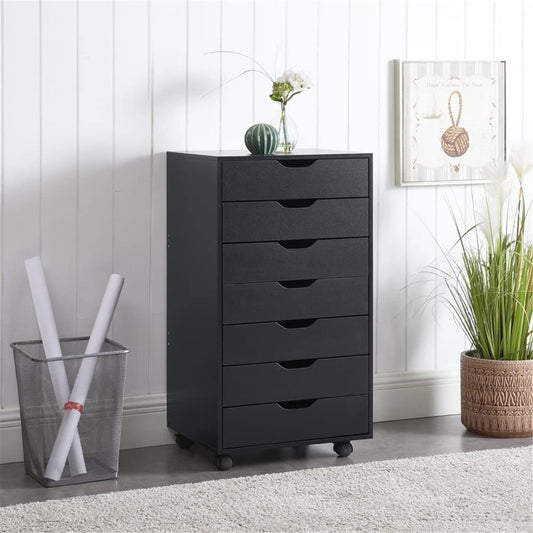 Storage Cabinet 7-Drawer Organizer Multipurpose Cabinet, Black