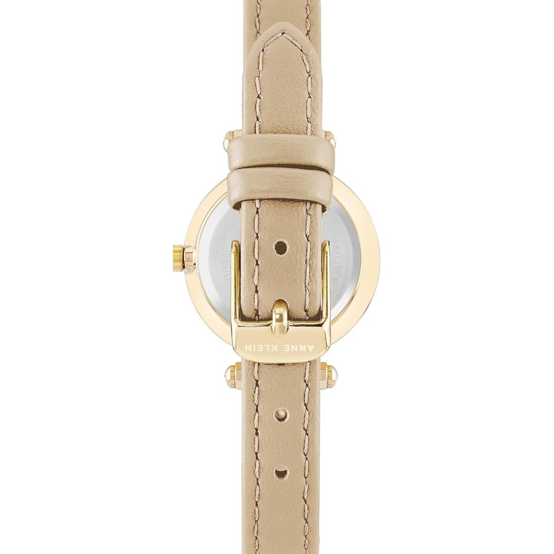 Women Watch Round Case Analog Dial Leather Strap Watch, Gold