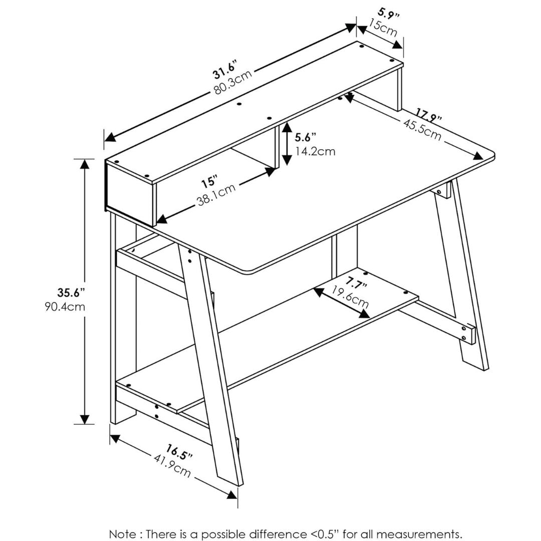 Furinno Computer Desk Simplistic A-Frame Functional Desk, Grey