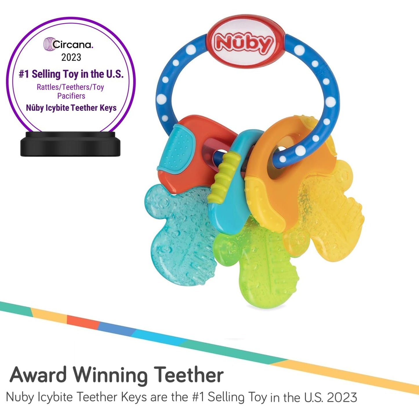 Teether Keys Easy To Hold Silicone Soothing Baby 3M Teether, Blue