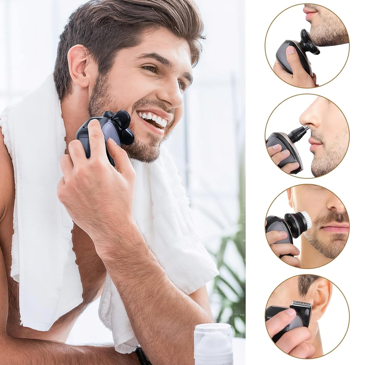 Men Razor 5-in-1 Electric Head Shavers Wet/Dry Cordless Razor