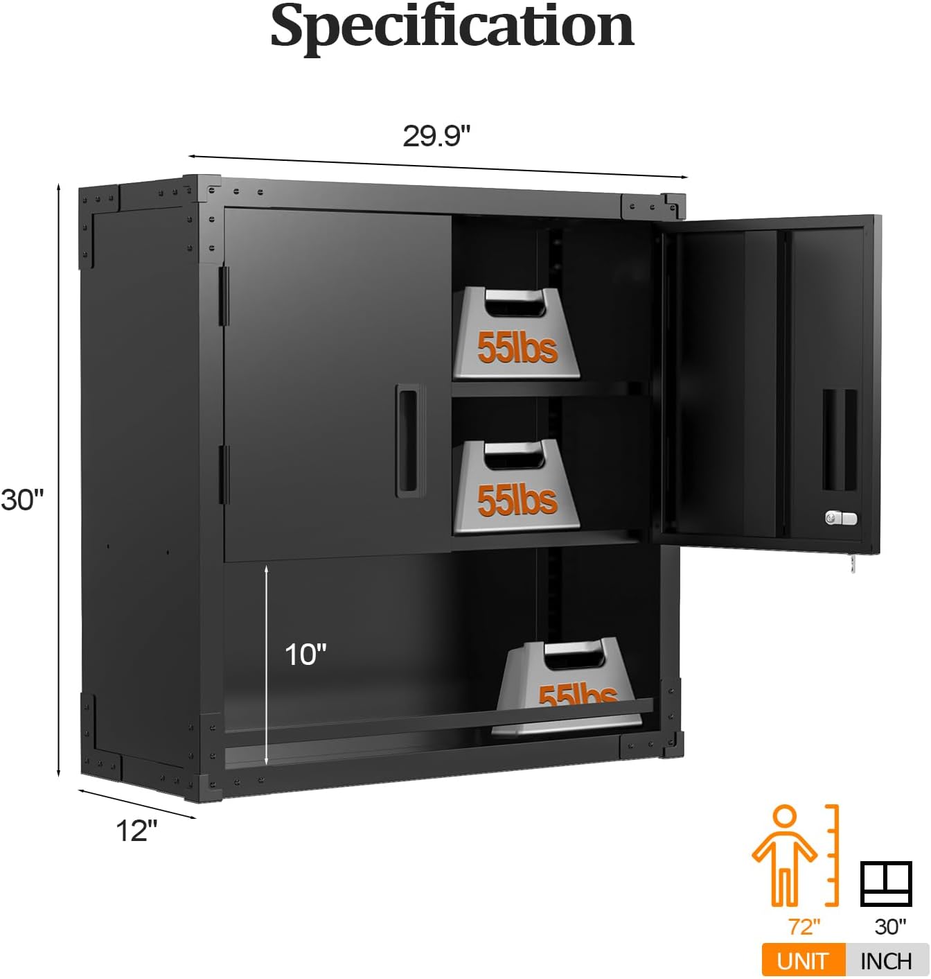 Wall Cabinet Locking Doors Wall-Mounted Floating Upper Cabinet
