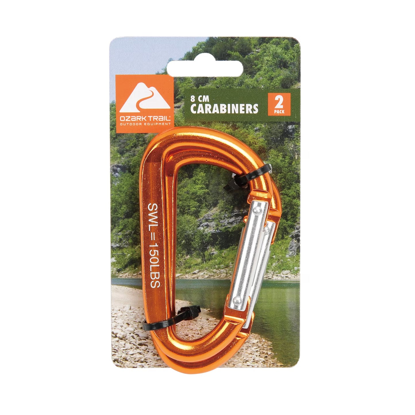 Spring-Loaded D-shaped Carabiners belt loops Carabiners, 2PK