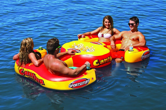 Spacious Cantina Lounge 4 People Pool Lake Float W/Cup Holders