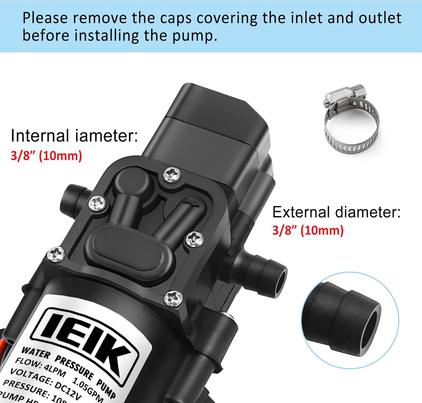 Water Pump 100W Electric 12v Diaphragm Water Marine Pump