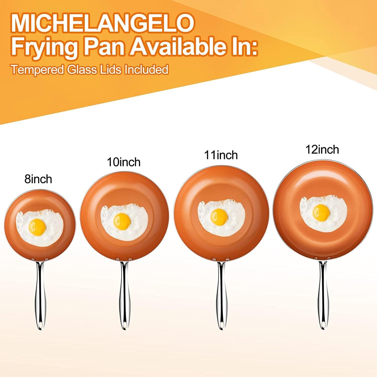 MICHELANGELO Copper Frying Pan W/Lid Nonstick Skillet, 12"