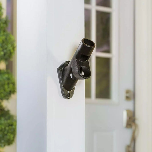 Cast Iron Wall Mount House And Estate Flag Pole Bracket, Black