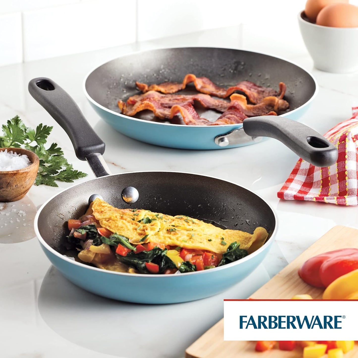 Frying Pan Set Nonstick 8.25" and 10" Frying Pan Set, Aqua