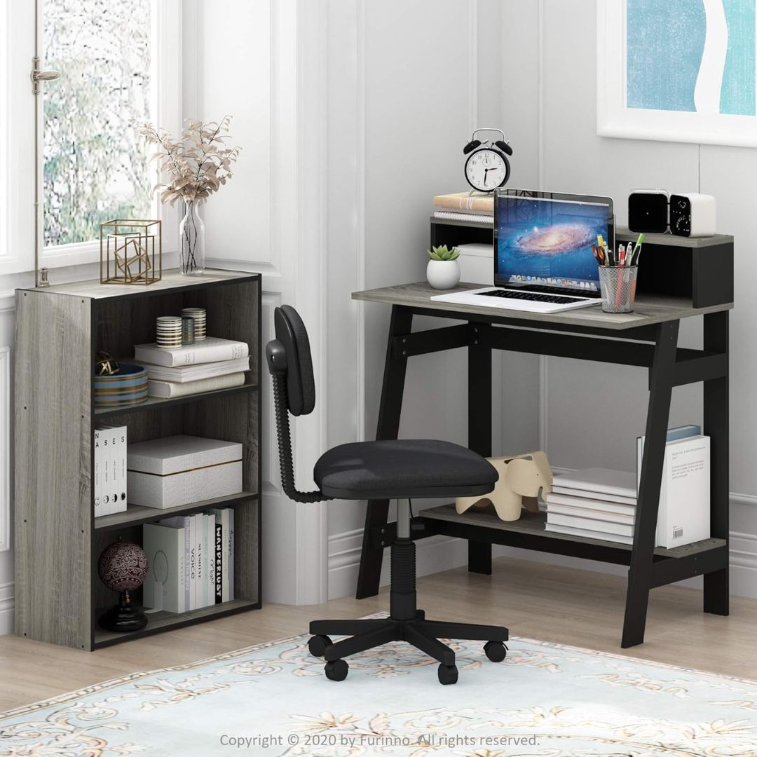 Furinno Computer Desk Simplistic A-Frame Functional Desk, Grey