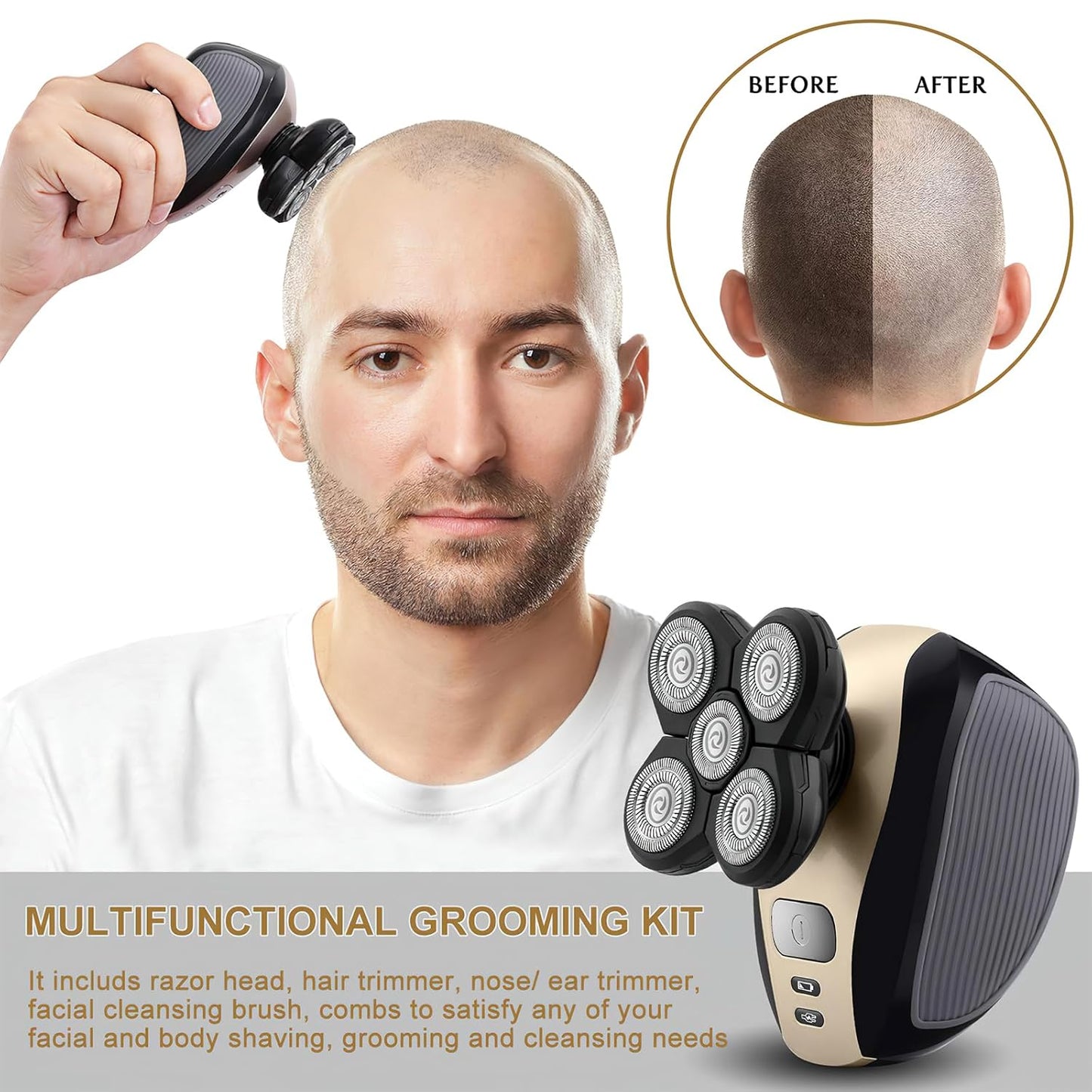 Men Razor 5-in-1 Electric Head Shavers Wet/Dry Cordless Razor