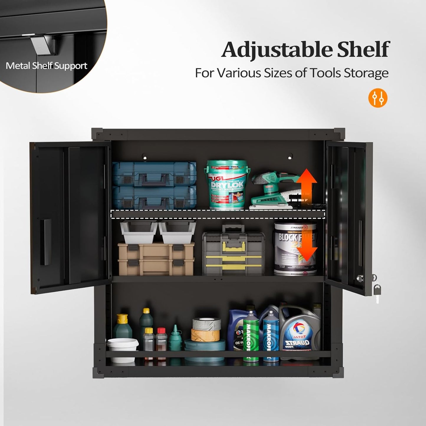 Wall Cabinet Locking Doors Wall-Mounted Floating Upper Cabinet