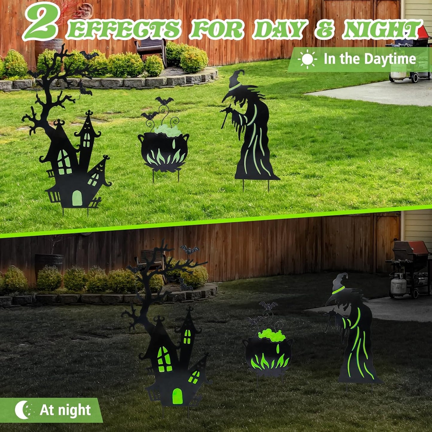Metal Yard Stakes Glow in Dark Halloween Yard Signs Decorations