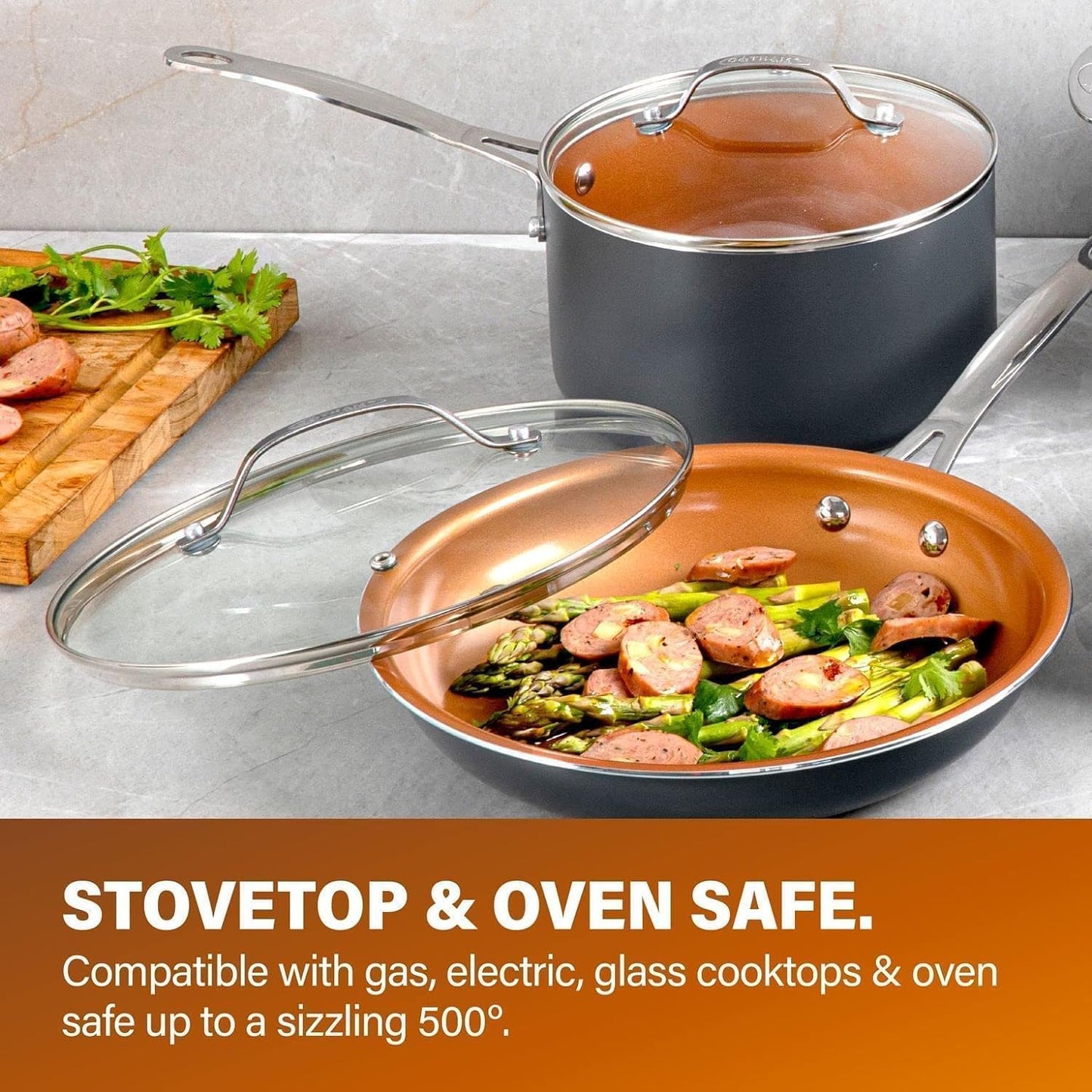 Gotham Steel Nonstick Ceramic Copper Coating Fry Pan, 12.5"