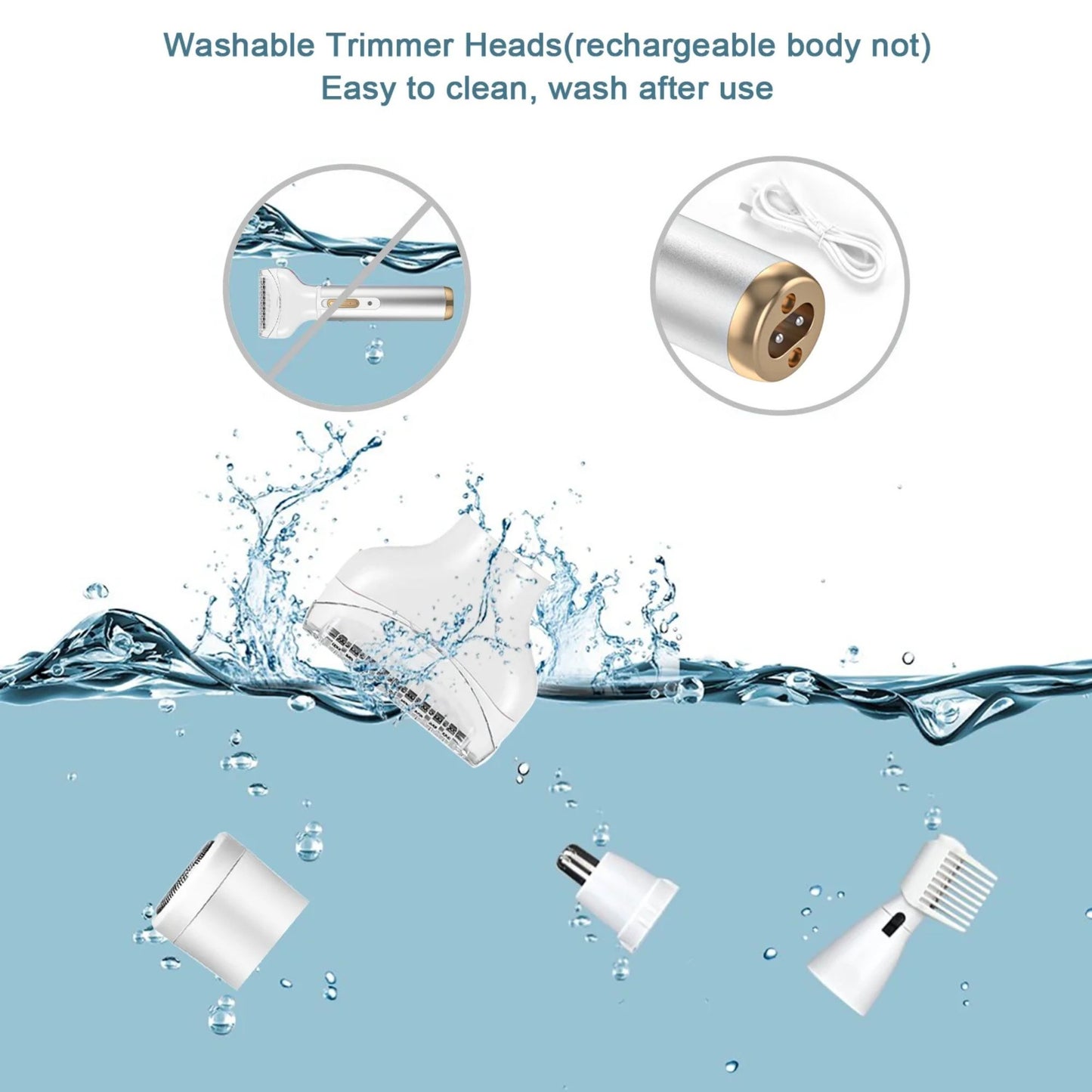 Women 4 IN 1 Grooming Kit Remover Nose Bikini Trimmer, Silver