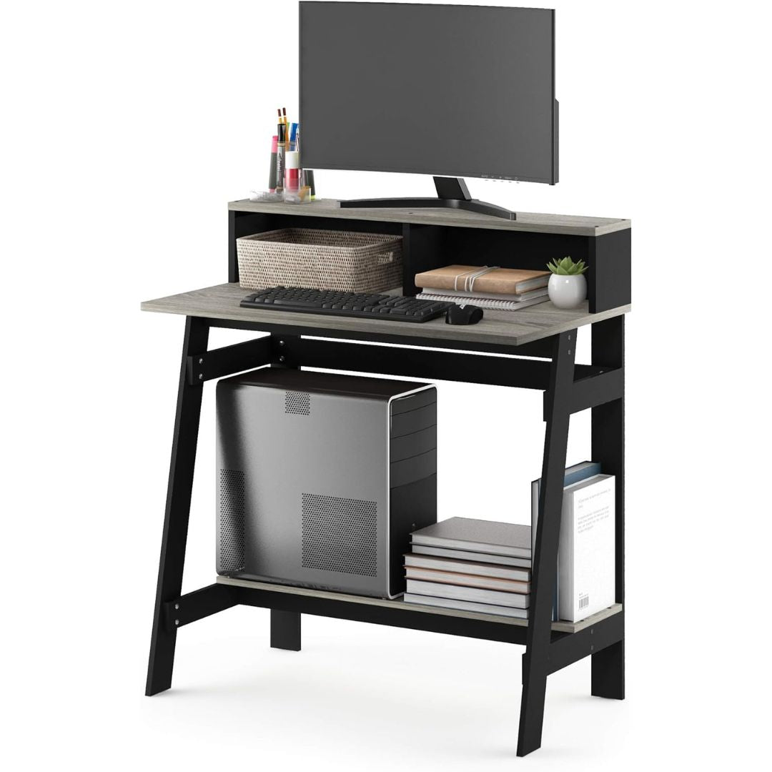 Furinno Computer Desk Simplistic A-Frame Functional Desk, Grey