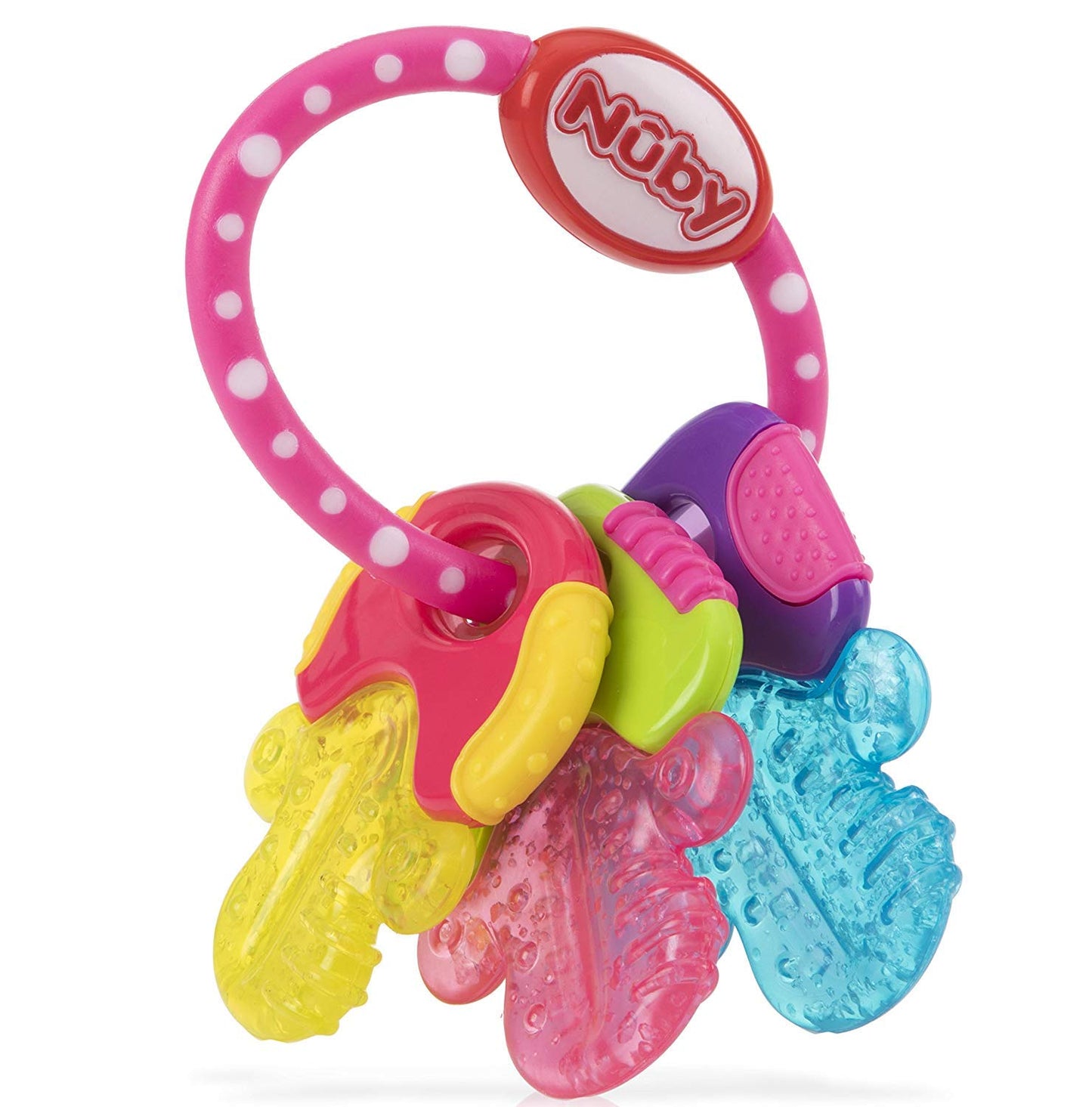 Teether Keys Easy To Hold Silicone Soothing Baby 3M Teether, Pink