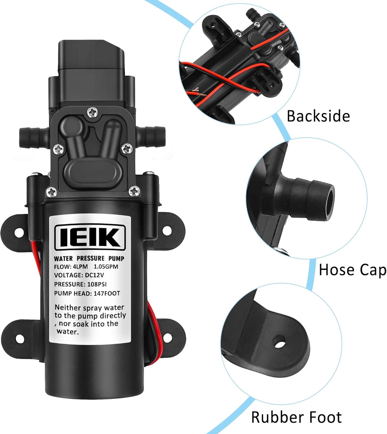 Water Pump 100W Electric 12v Diaphragm Water Marine Pump