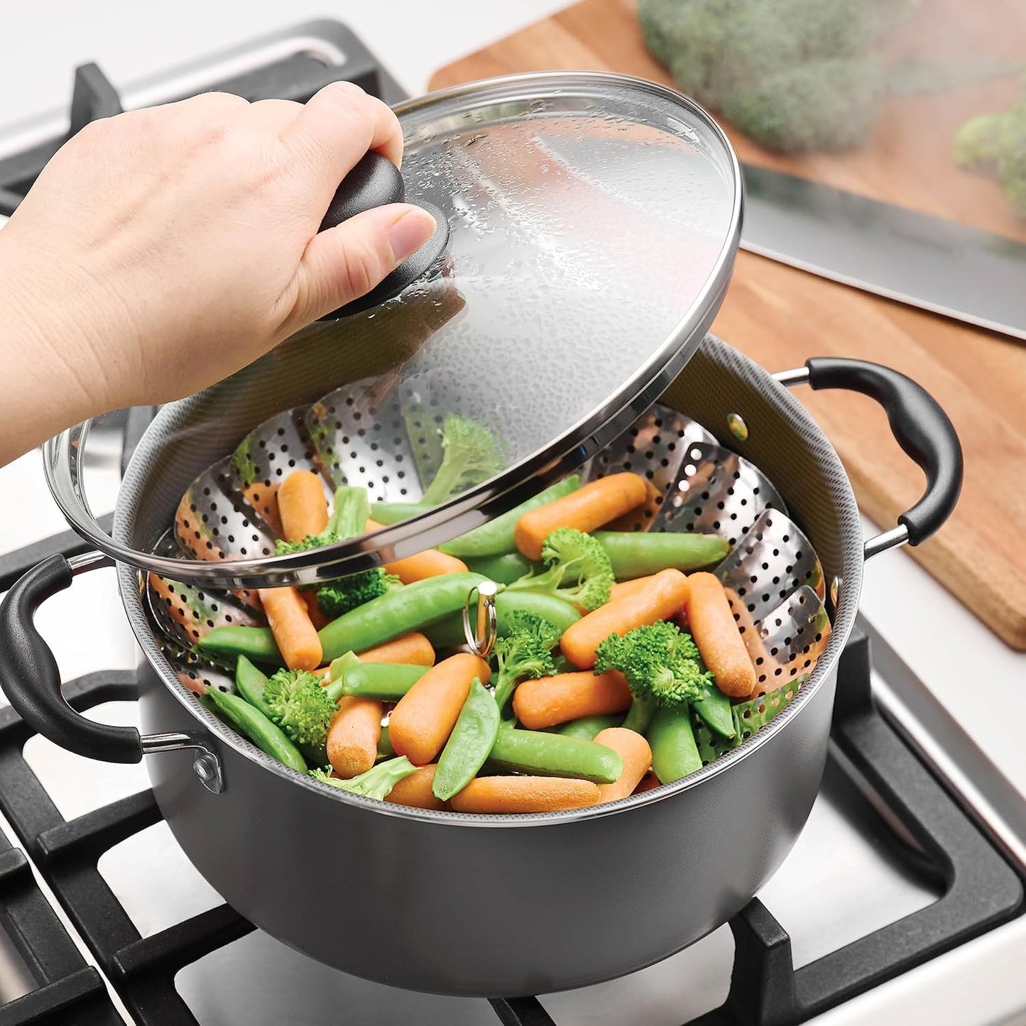 Non-stick Cookware Set Saucepan Utensil Set , 18 Pieces - Gray