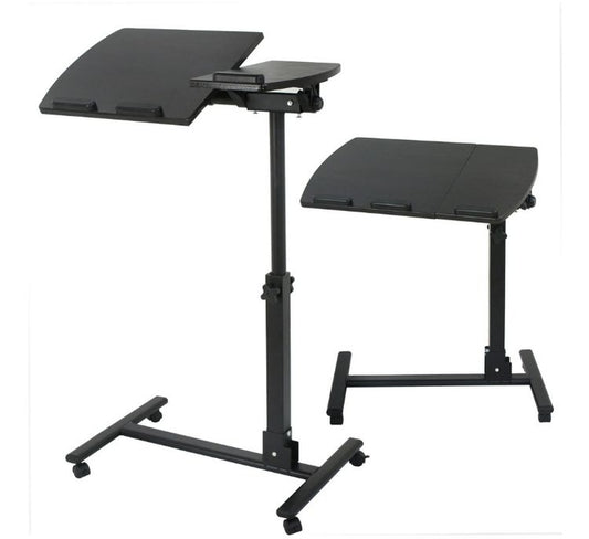 Overbed Desk Bedside Tiltable Tabletop Rolling Table, Black