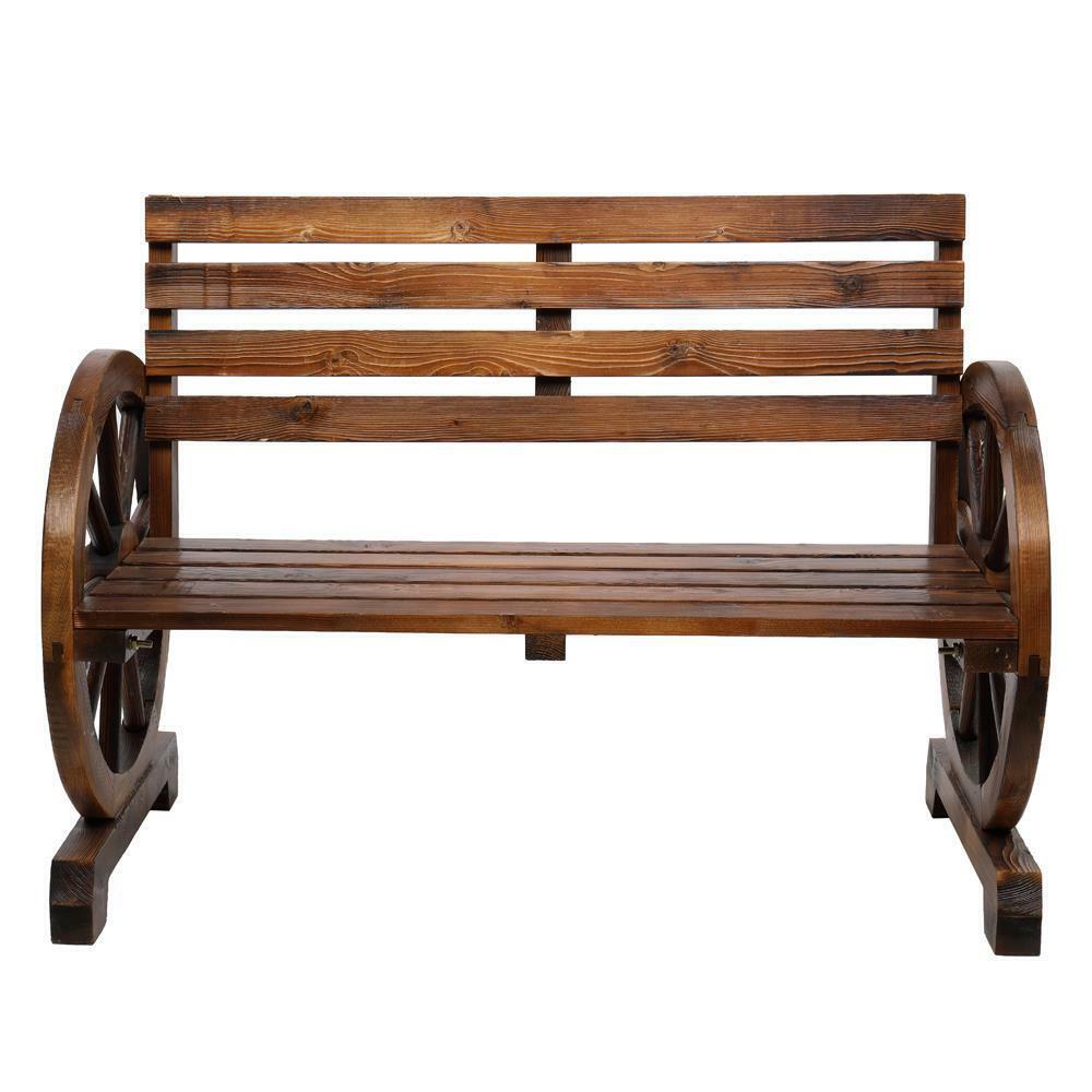Garden Wagon Bench Wheel Wooden Office Seat Patio Chair Loveseat