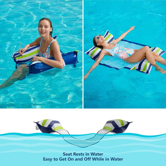 Inflatable Pool Hammock Float Water Floating Loungers, 2 Pack