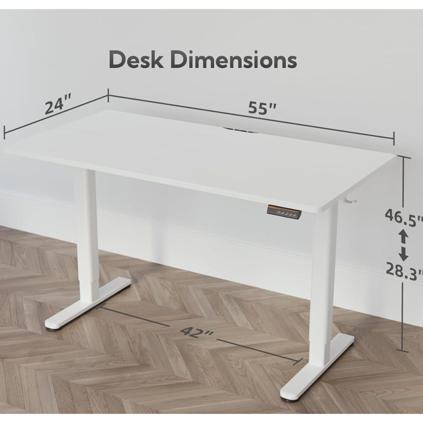 Electric Standing Desk Adjustable Height Sit Office Desk, White