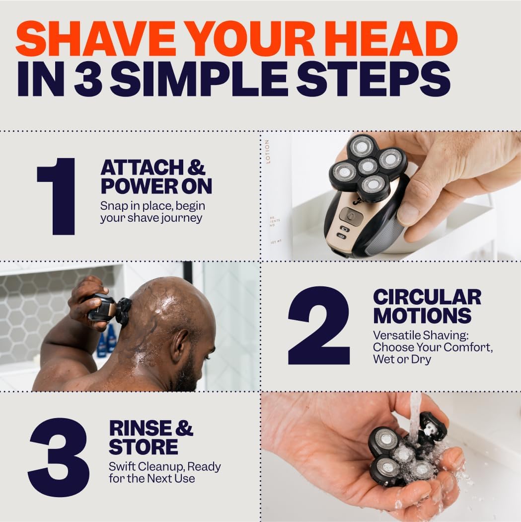 Mens Electric Shaver Rotary Blades Wet/Dry Head & Body Razor Kit