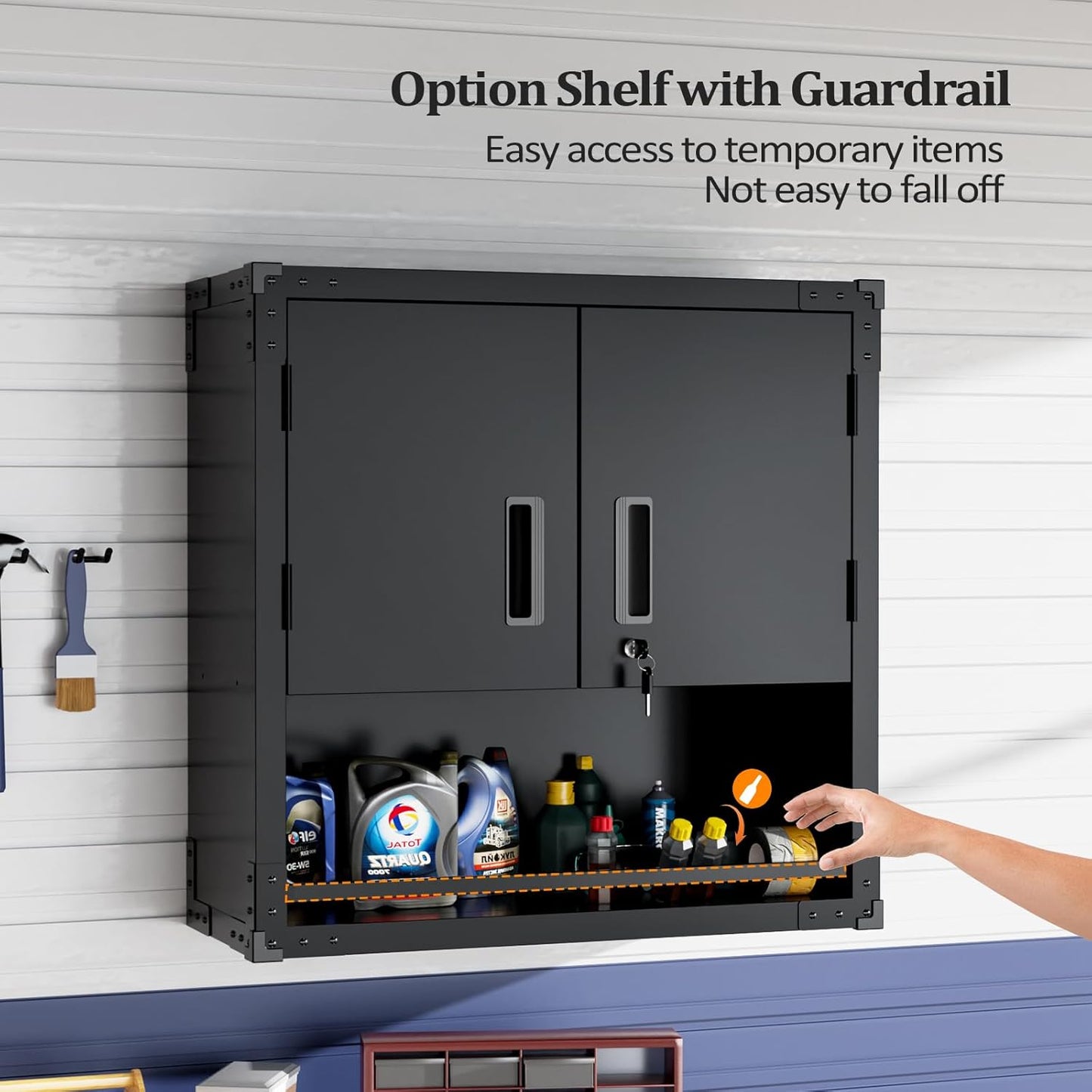 Wall Cabinet Locking Doors Wall-Mounted Floating Upper Cabinet