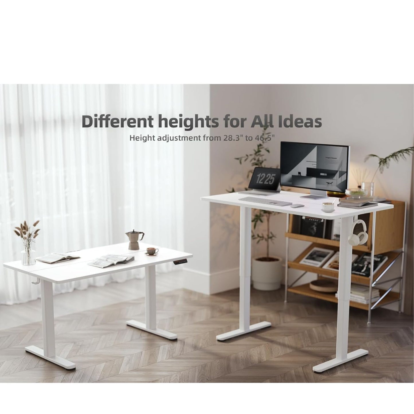 Electric Standing Desk Adjustable Height Sit Office Desk, White