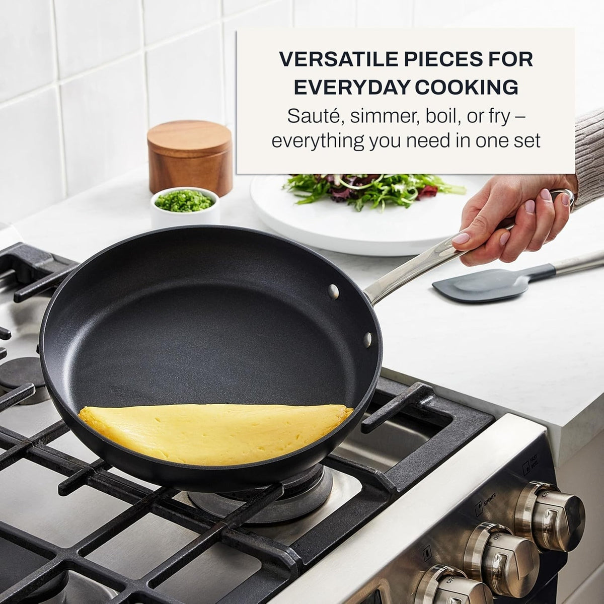 Hard Anodized Pan Nonstick Coating 2-Pcs Pan Set, 8" & 10", Black
