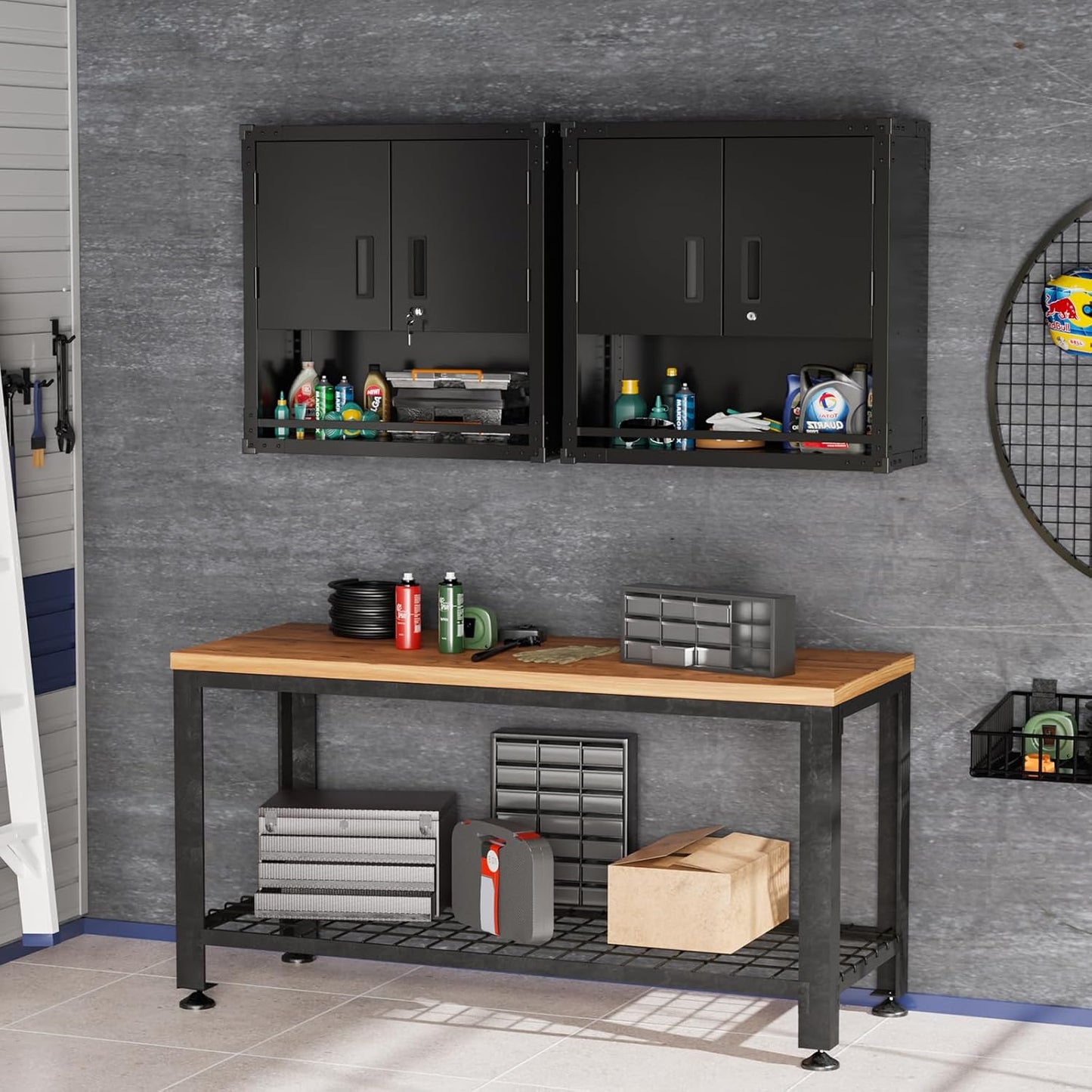 Wall Cabinet Locking Doors Wall-Mounted Floating Upper Cabinet