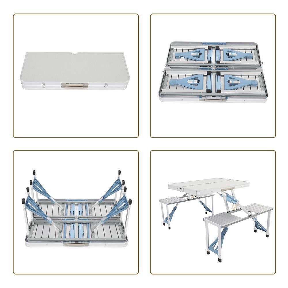 Camping Picnic Table Aluminum Folding 4 Seat Portable Bench Set