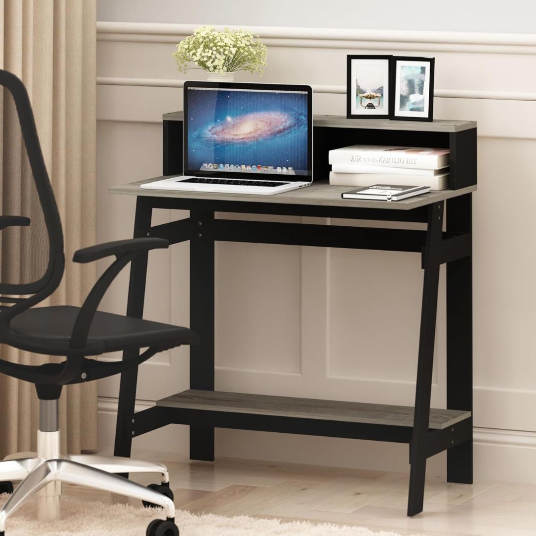 Furinno Computer Desk Simplistic A-Frame Functional Desk, Grey