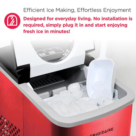 Frigidaire Ice Maker Two Size Maker 26lb Ice Production, Red