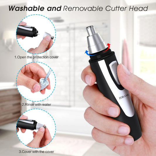 Ear Nose Hair Trimmer Dual Edge Blades Facial Hair Clipper, Black