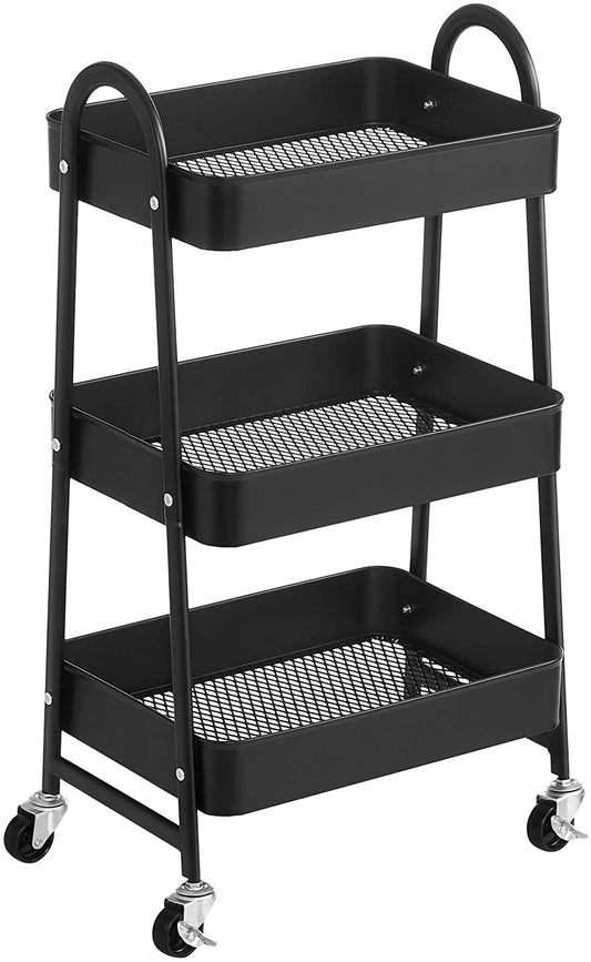 3-Tier Rolling Cart Kitchen Laundry Room Storage Trolley Utility Cart