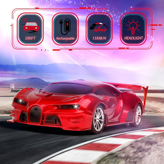 High Speed Vehicle Racing Toys RC Car 1/18 With Led Light, Red
