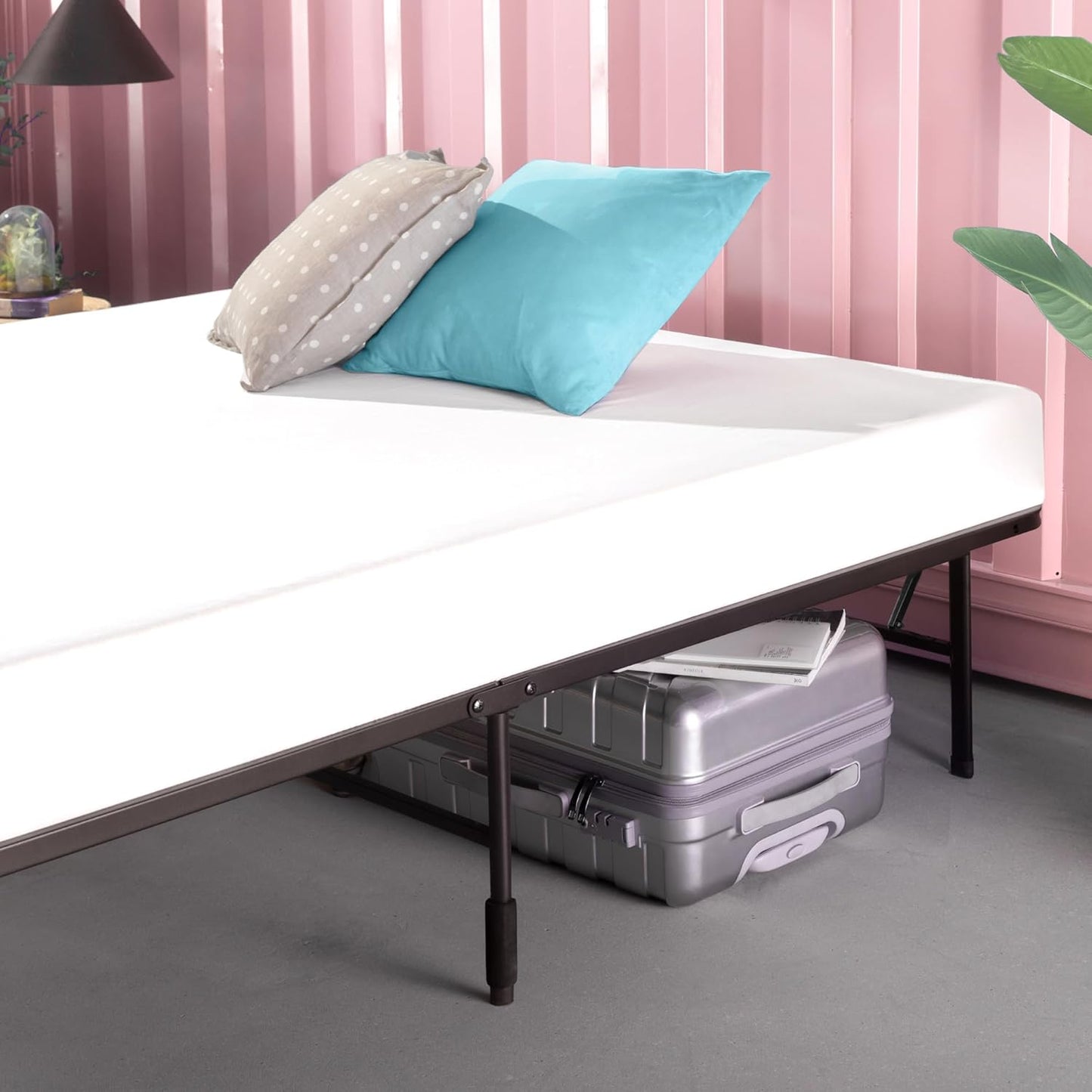 Metal Platform Bed SmartBase 14"H Underbed Steel Frame, Queen