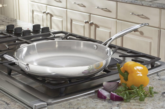 Chef's Classic Stainless Steel Open Skillet W/Helper Handle, 12"